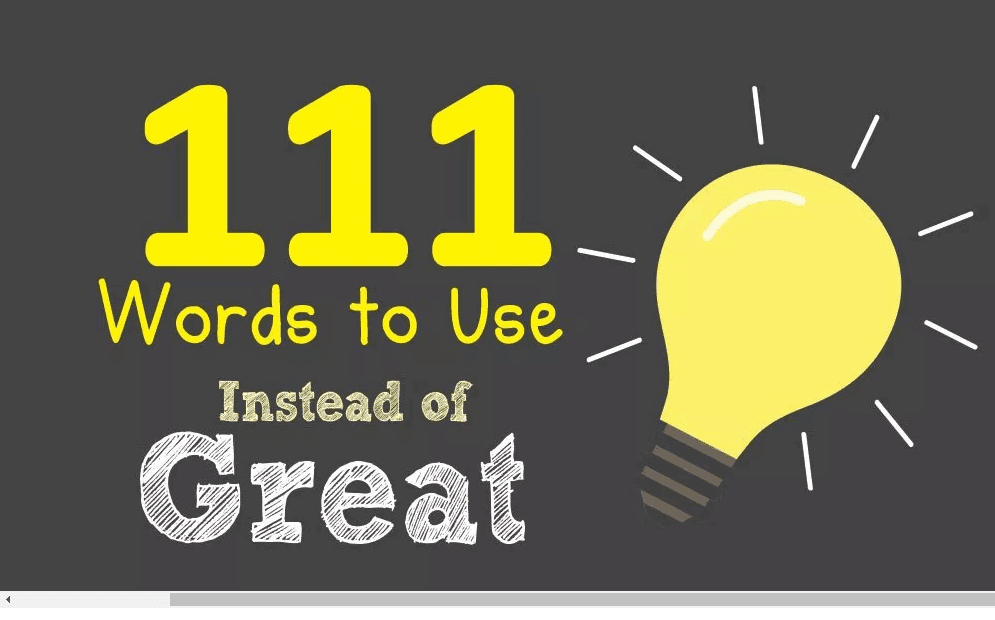 111 Alternative Words To Use Instead Of Great Infographic 