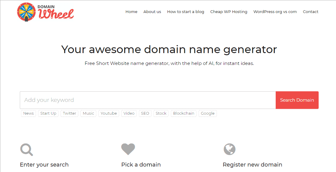 DomainWheel Best Blog Name Generators Good Blog Name Ideas