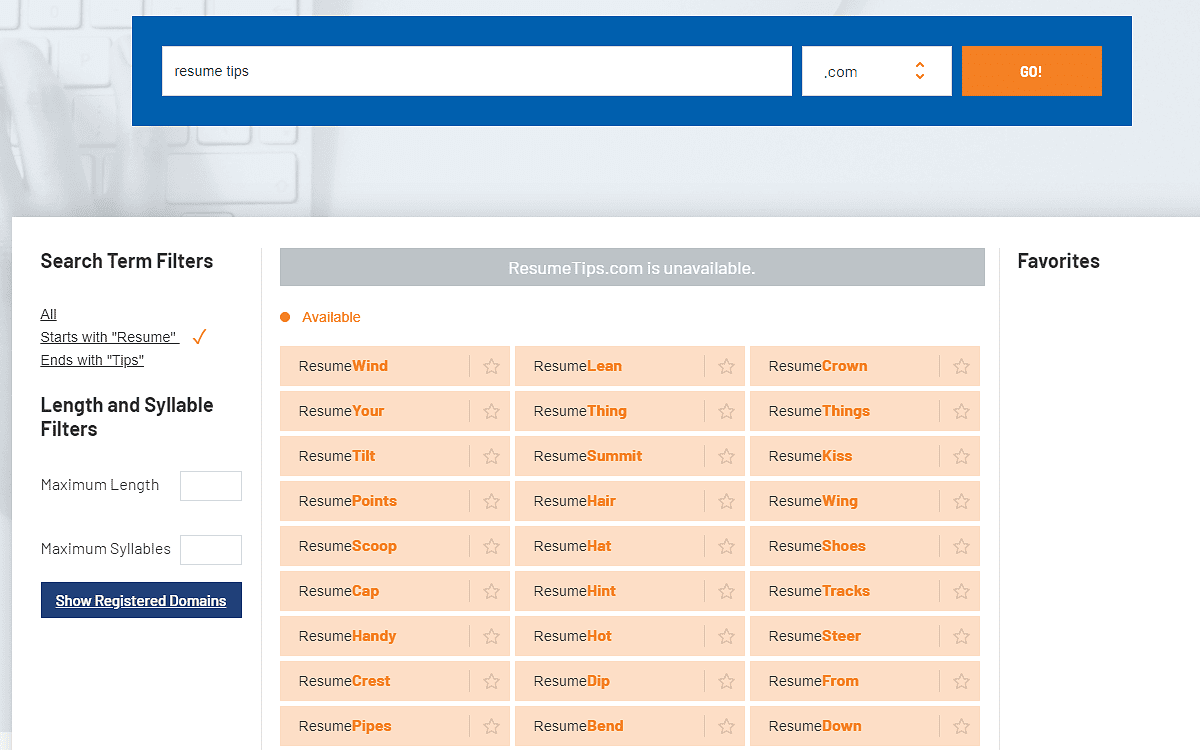 Namebounce blog name generators results
