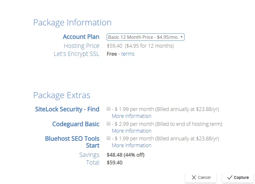 how to start a money making blog Bluehost package information