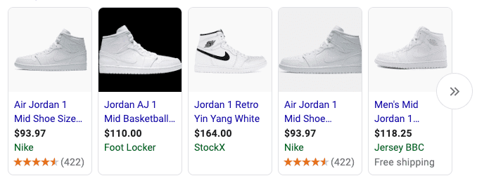 Google shopping ads display sample