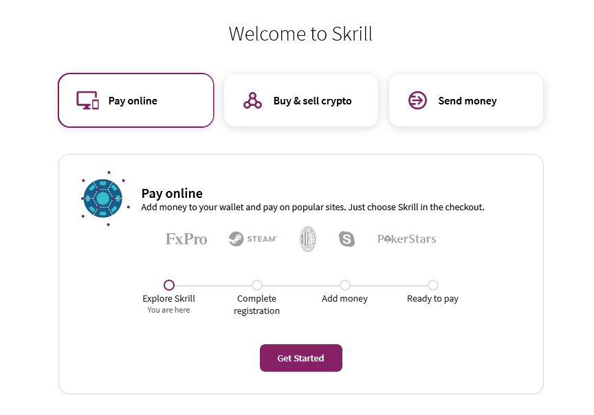 Skrill Pay Online Get Started