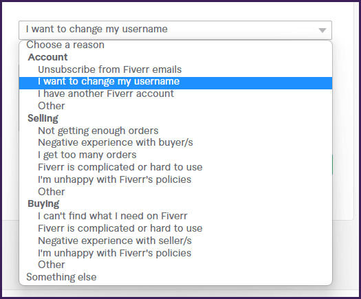 I want to change my username Fiverr deactivation