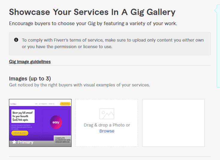 Fiverr Gig Media Gallery Images