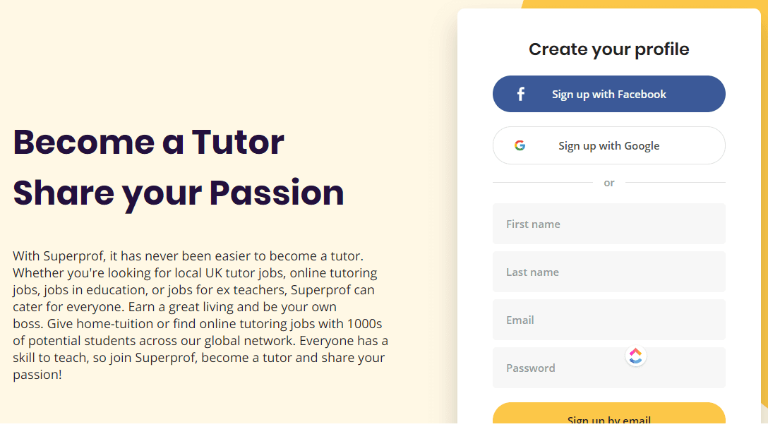 Superprof tutoring jobs website