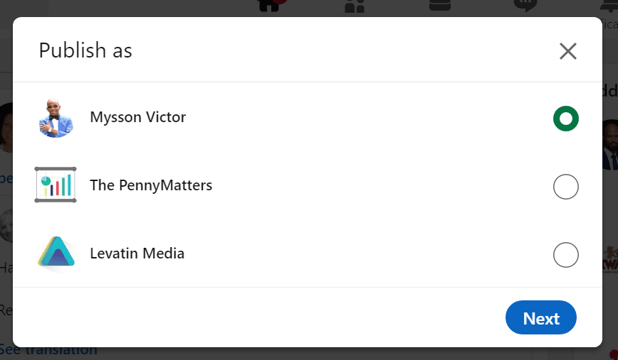LinkedIn Publish as