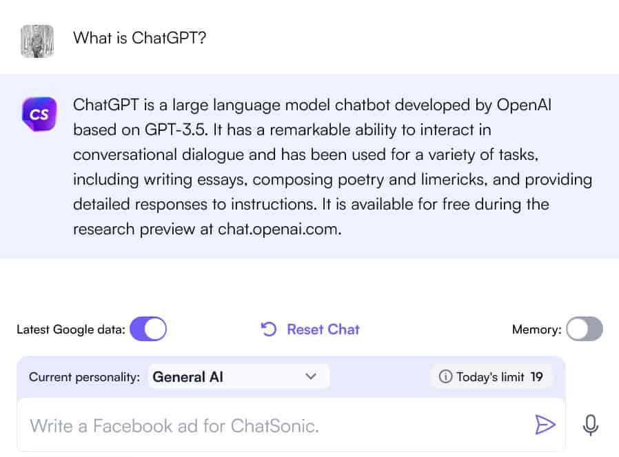 Chatsonic Review What is ChatGPT Chatsonic Example