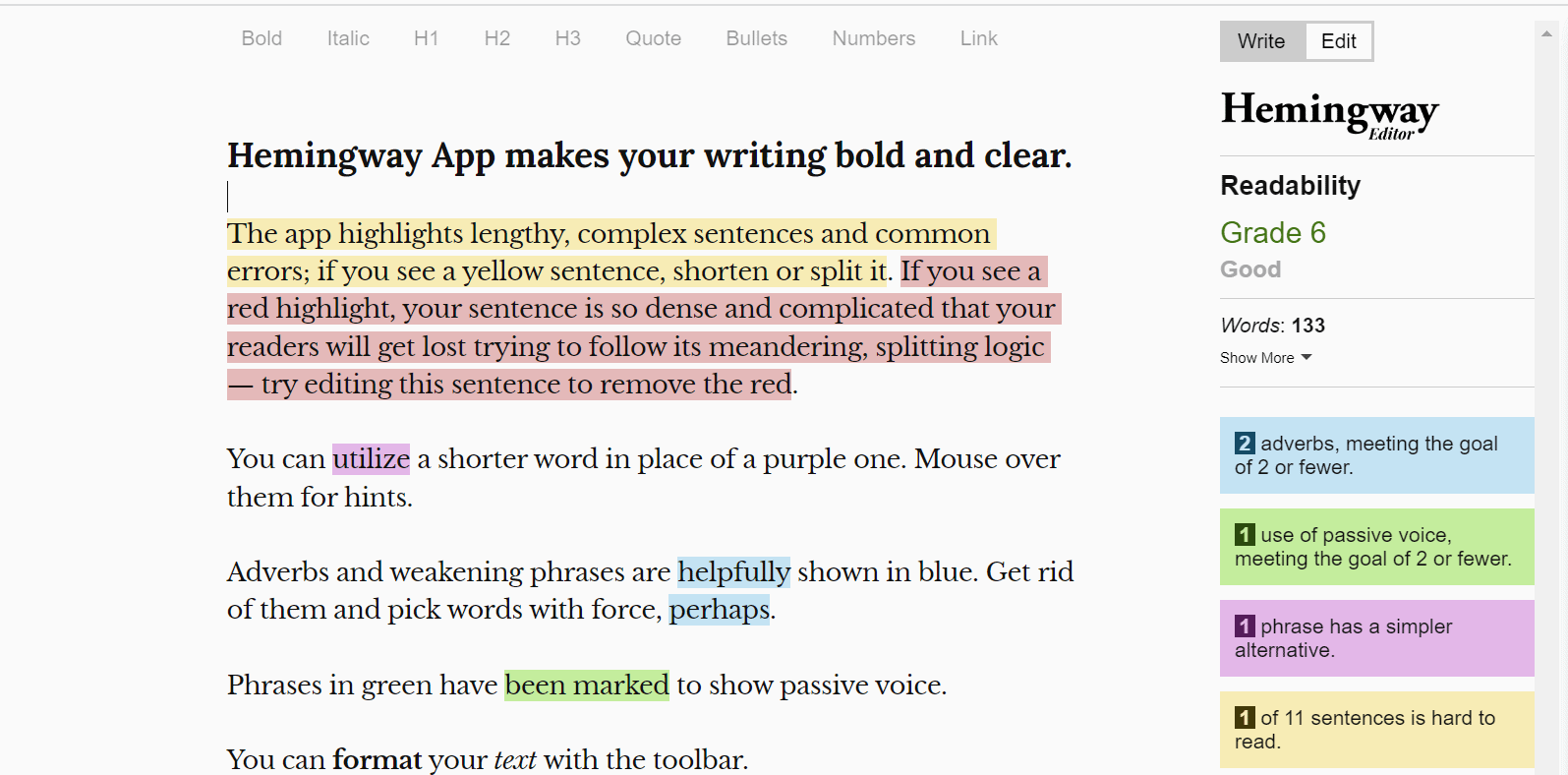 Hemingway apps like Wordtune