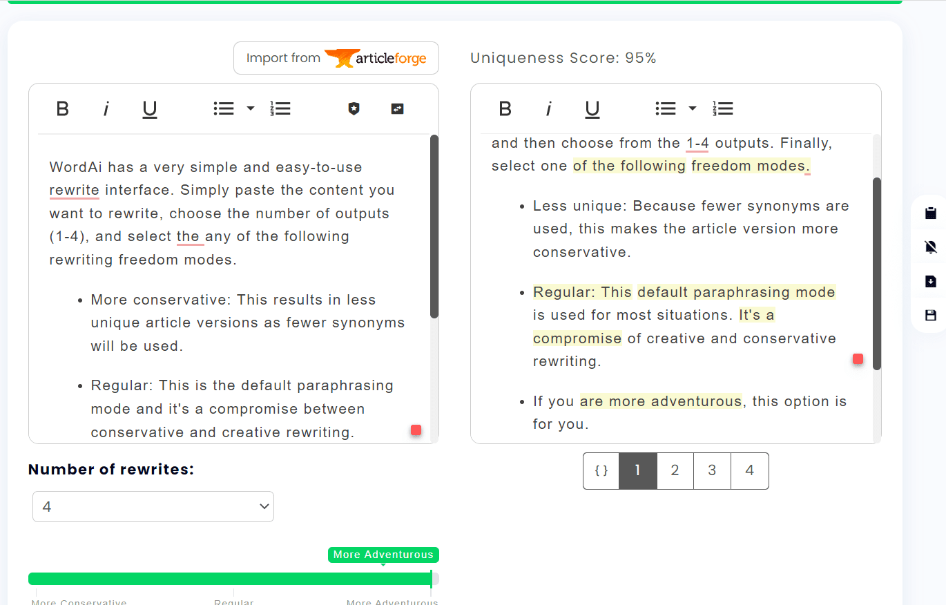 Ultimate WordAi Review: Fast and Easy Way to Rewrite Content Online WordAi Review Feature Rewriter Editor