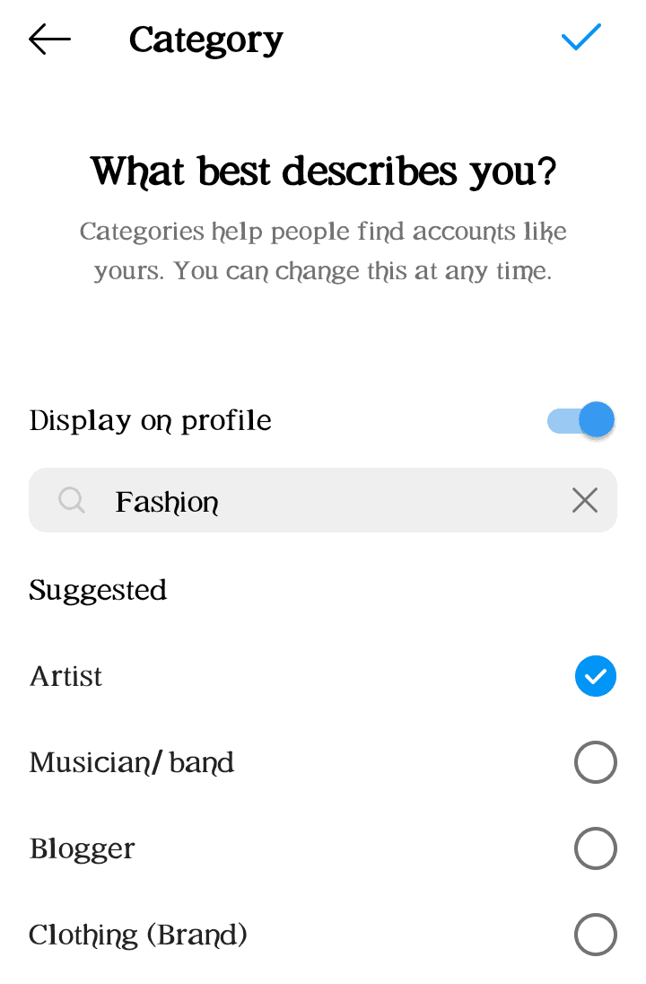 1000+ Instagram Categories Updated List of 2026 Displaying Instagram Categories on Profile